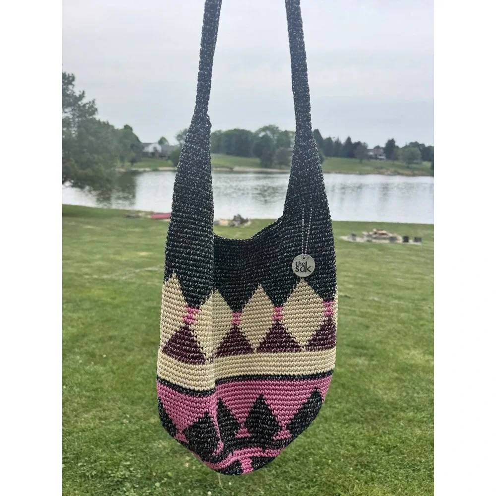 The Sak Hand-Crochet ~ Signed & Dated Hobo Carryall Shoulder Bag Made in Bali
